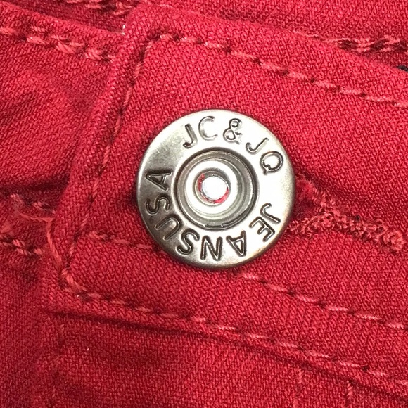 Retro hippie deep red stretch bell bottom jeans - Picture 9 of 12